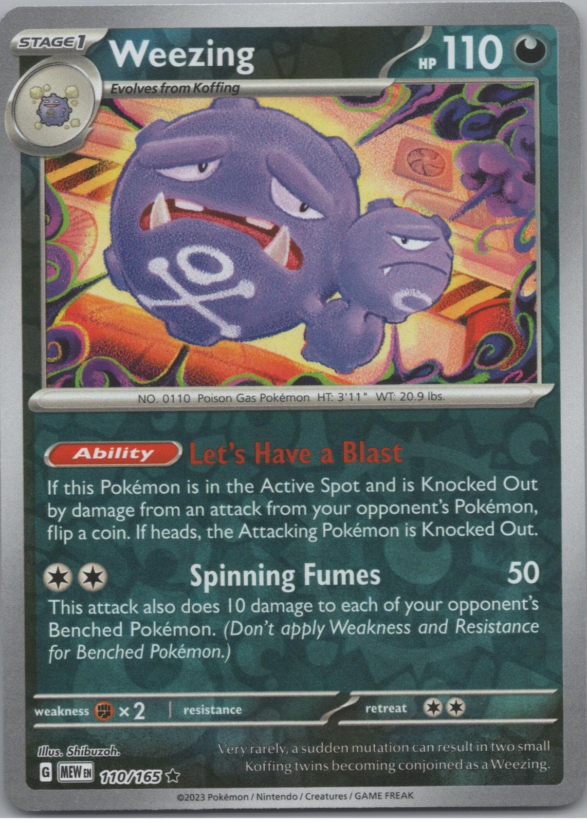 Weezing 110/165 Rare 151 Pokemon Reverse Holo Near Mint