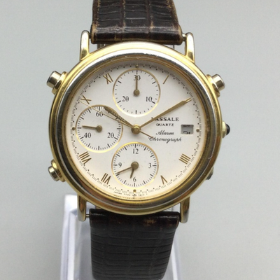 Vintage Seiko Lassale Watch Mens 34mm Alarm Chronograph 7T32-7A19