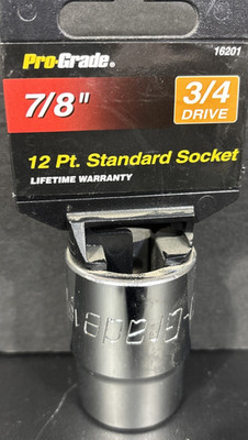 7/8'' Pro-Grade Socket, 3/4'' Drive, 12-Point, SAE, New, 16201, Free US Ship