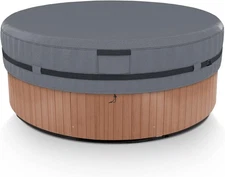 🛡️ AKEfit Round Hot Tub Cover – 80"x14" Waterproof 600D Polyester, UV & W