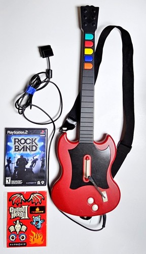 GUITAR HERO II REDOCTANE Gibson Controller PS2 w/GAME STICKERS & BOX WORKS! - Imagen 13 de 13