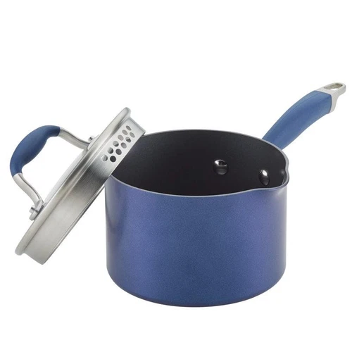 Anolon Advanced Home Hard-Anodized 2 Qt. Nonstick Saucepan Straining Lid (Blue)