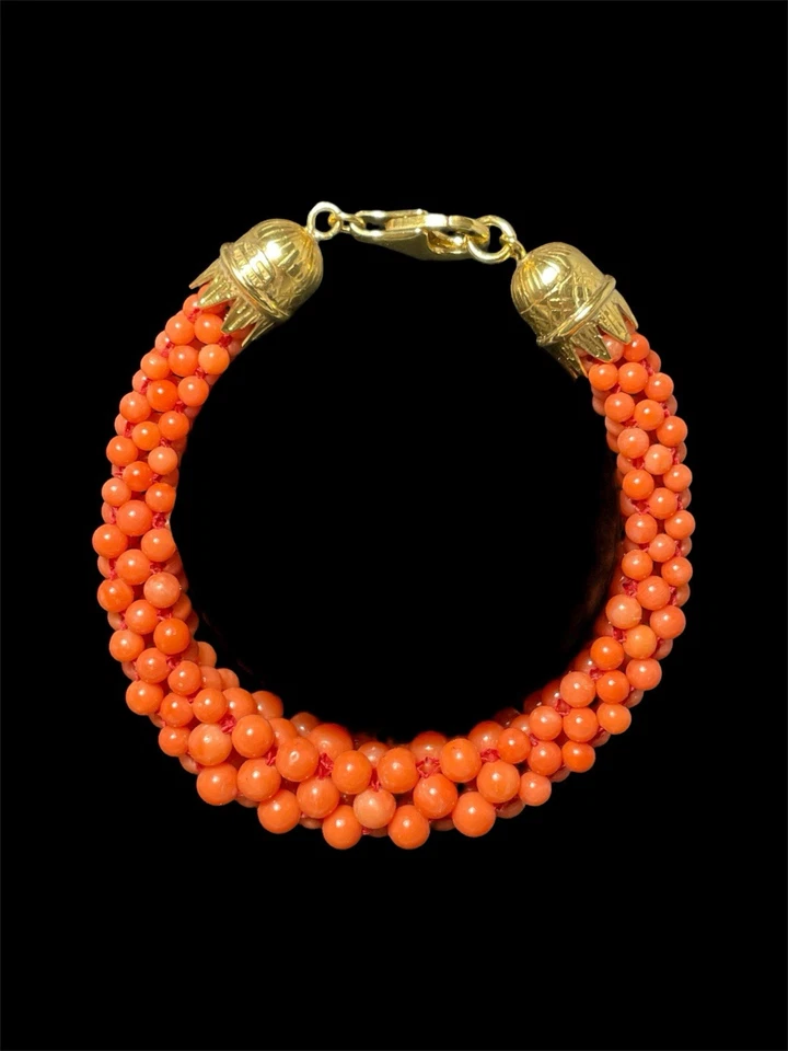 Bracciale Tessito A Mano In Corallo Naturale - Immagine 3 di 4