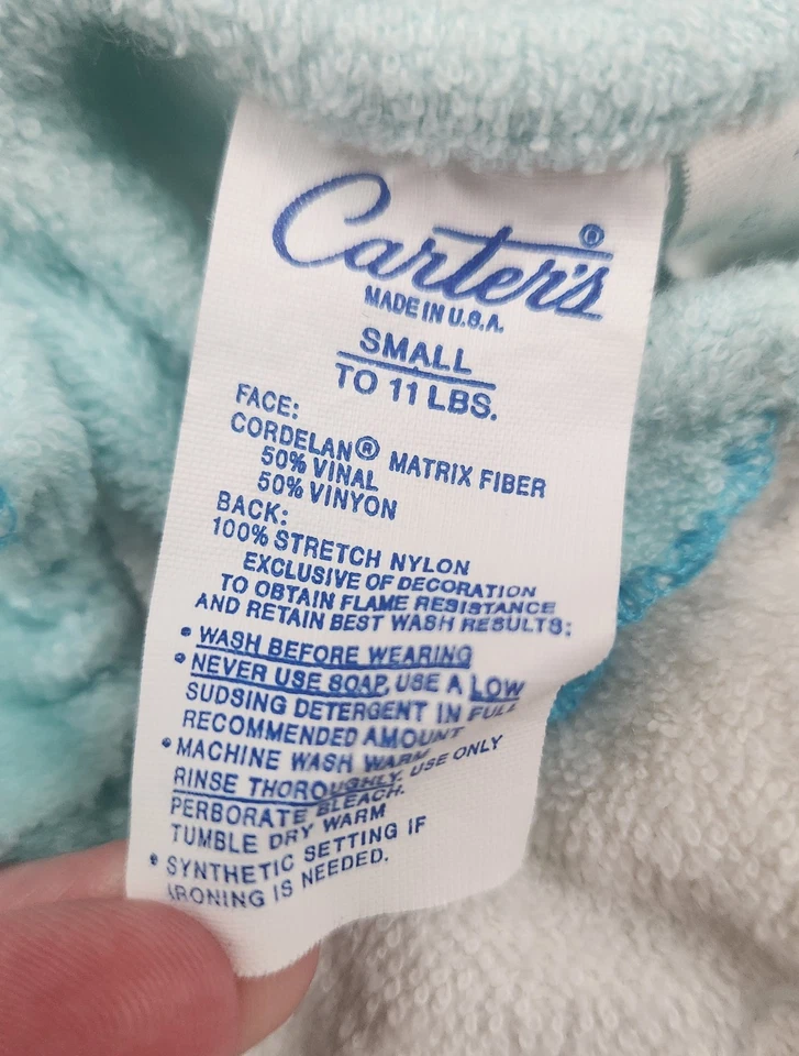 80s Vintage Carter’s USA Terry Footed Baby Romper Sleeper 0-3M Flower Applique - Image 4 of 4