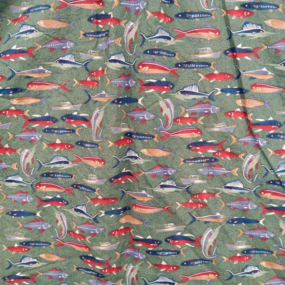 Camisa Hawaiana Kahala Para Hombres XL Verde Pez AOP Algodón Manga Corta Abotonada 50x32 Foto 2 de 4