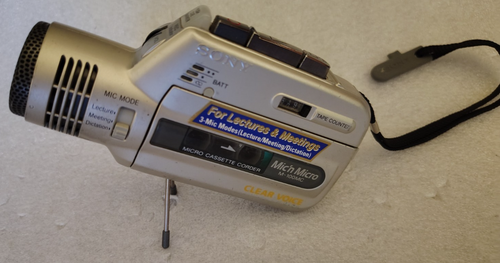 Sony Mic n Micro M-100MC Handheld Cassette Voice Recorder TESTED No Batteries