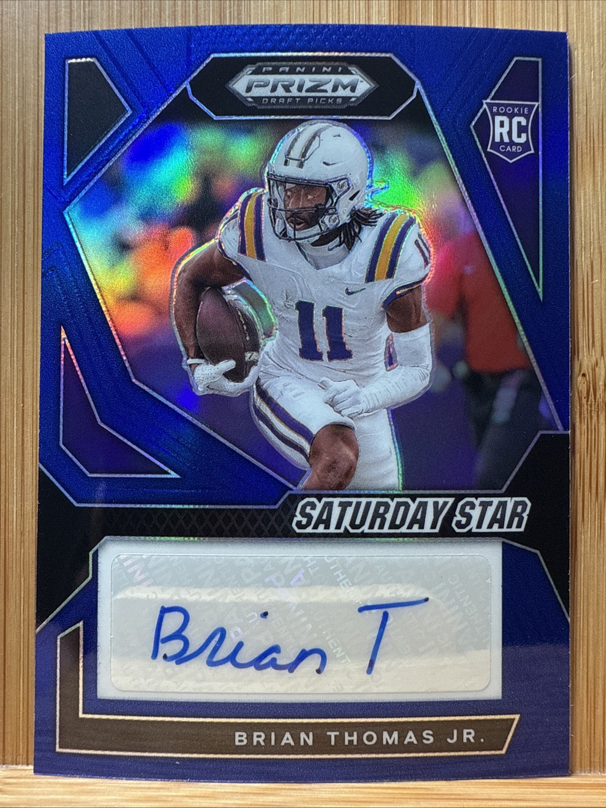 Brian Thomas Jr. (RC) 2024 Prizm Draft Picks Saturday Star Blue Auto /149 LSU