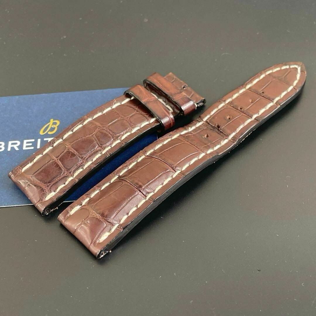 22mm BREITLING ブライトリング クロコレザーベルト　739P BREITLING watch strap band 739P 22mm leather belt dark brown