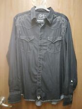 Rock 47 By Wrangler Shirt Mens Size Large EXCELLENT CONDITION Embroided Black