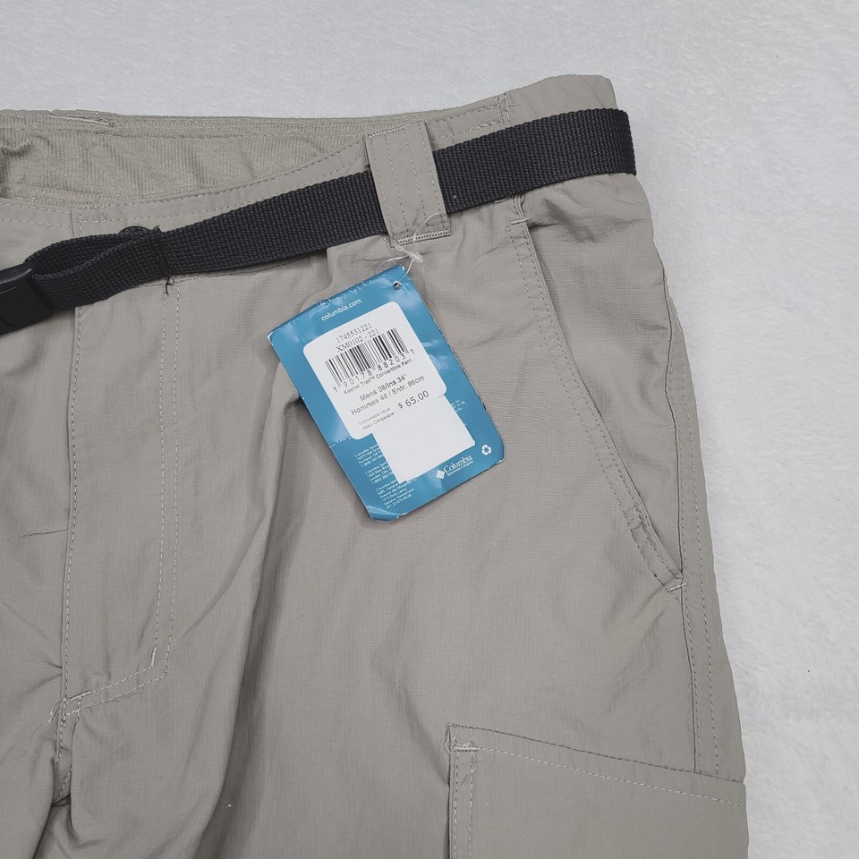 Columbia Kestrel Trail Convertible Pants 38x33 Tan Beige Men's NEW NWT