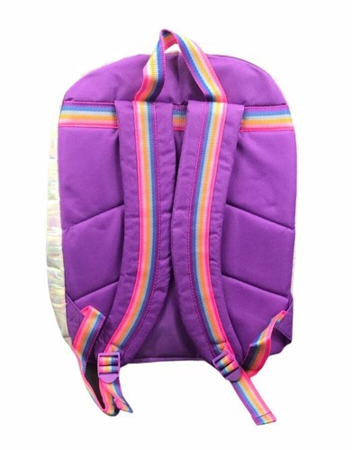 New Wonder Nation Girl's Iridescent Shimmer Rainbow Quilted Backpack School Bag - Picture 2 of 2