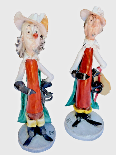 Juego de 2 estatuillas de cerámica Cyrano de Bergerac hechas a mano de colección hechas en Italia - Imagen 4 de 12