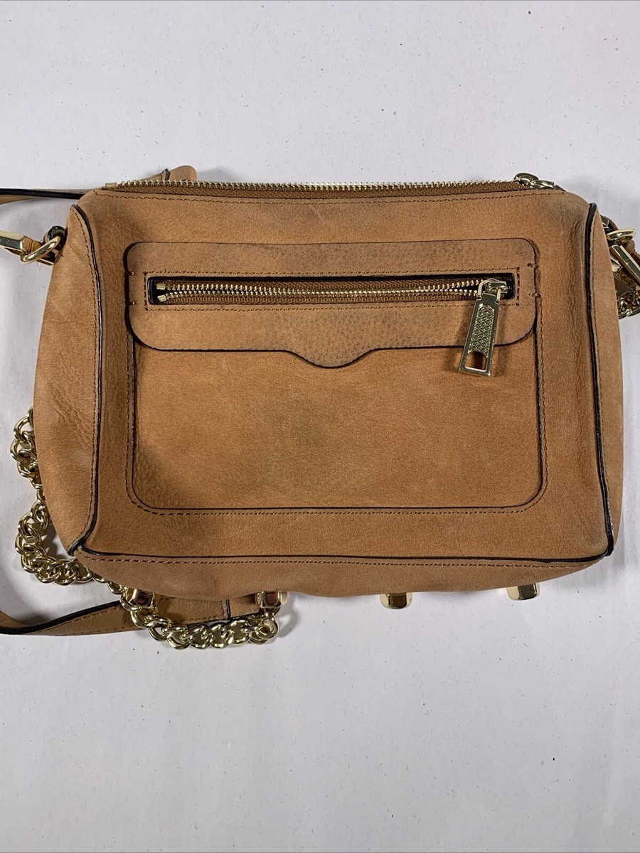 REBECCA MINKOFF Small Tan Suede Leather Crossbody Shoulder Bag