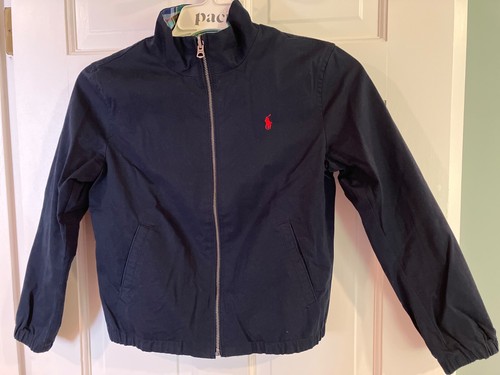 POLO Ralph Lauren Boys Linen Cotton Jacket Windbreaker Reversible M (10-12) EUC - Picture 2 of 7