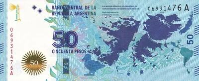 FALKLANDINSELN *MALVINAS 2015 ARGENTINIEN 50 ARGENTINISCHE PESOS BANKNOTE PESO A-UNC - Bild 1 von 4