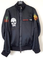 Maharishi Reversible Brown-black Bomber-jacket Women 100% Silk Satin Uk 8-10 New
