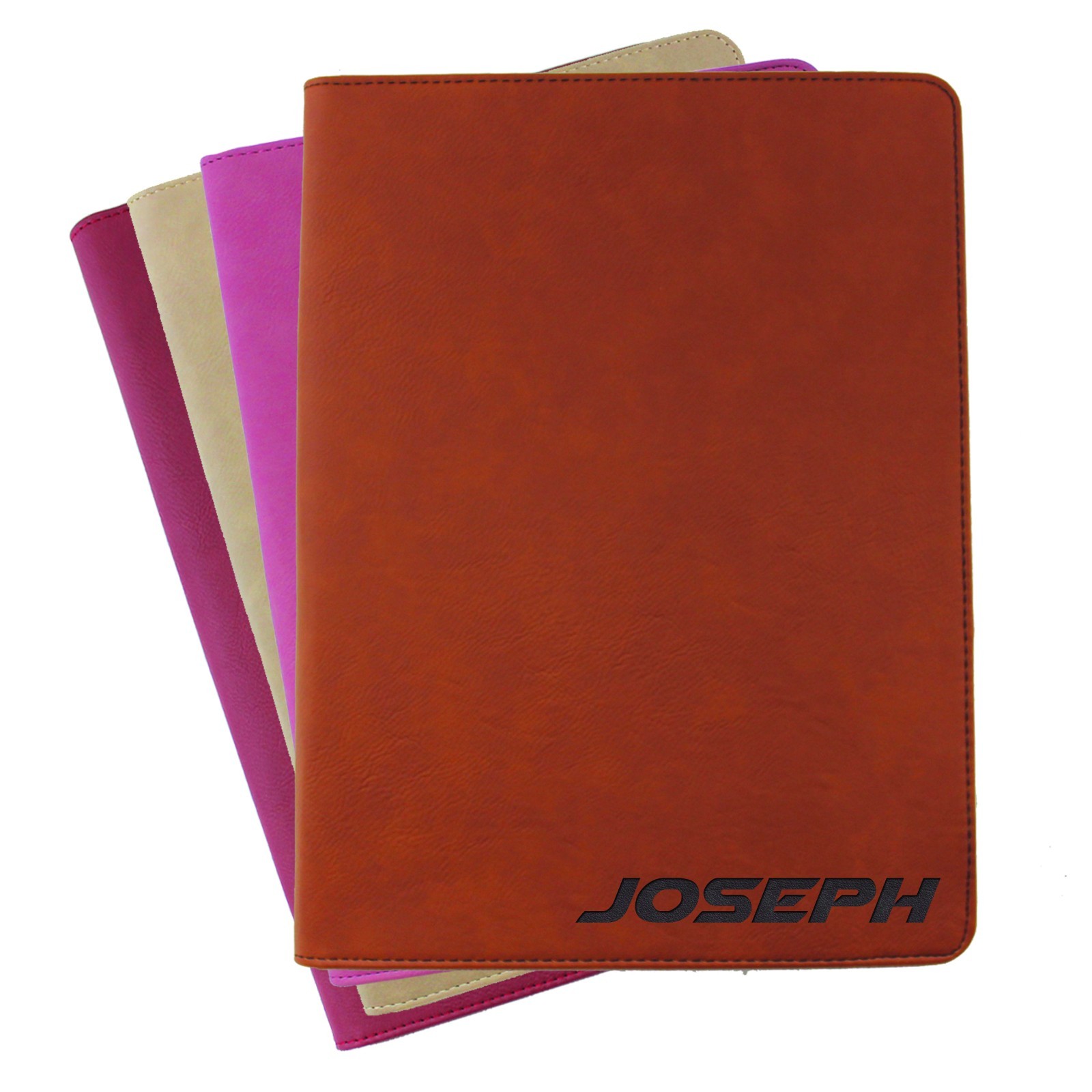 Custom Engraved Leather Zipper Portfolio Personalized Business