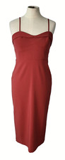 Sheath Dress Womens NO SIZE TAG Sweetheart Spaghetti Strap Calf Length Red