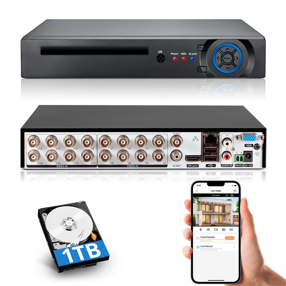 16 Ch Channel standalone Video Security 5MP DVR Camera Recorder with 1TB HDD USA