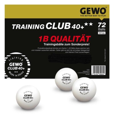 Gewo Table Tennis Training Club 2 star 40+** White Ball- 72/box