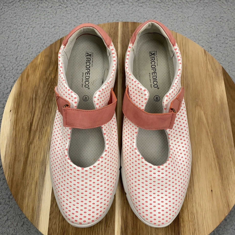 Arcopedico Mary Jane Zapatos Mujer 40 EE. UU. 9 Rosa Lunares Confort Viaje Portugal Foto 2 de 4