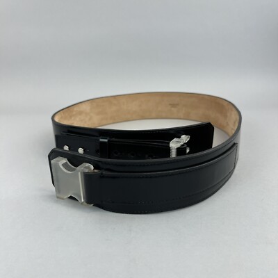 Acne Studios schwarz Leder Clip-Schnalle Herren Gürtel Größe M 40'' lang Ende zu Ende