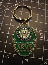 PEWTER ENAMEL KEY RING KEYCHAIN NEW UNITED STATES ARMY LOGO