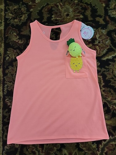Girls Justice Sleep Peach/Pink Pineapple 🍍 Pajama Set Key Hole Tank & Shorts 12 - Picture 3 of 6