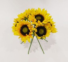 Sunflower Artificial Flower Posy Bouquet - 7 Stems - 30cm Sincere Spring Summer