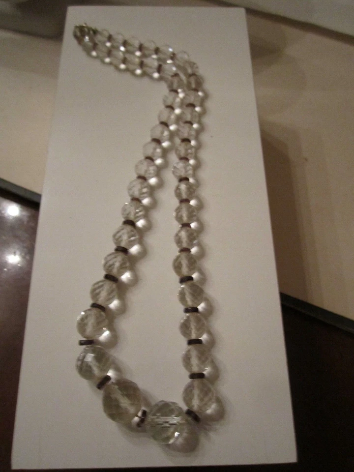 白色蓝宝石面串珠项链 57 克 18 英寸带 10K 金扣 - OFC-14 — 第 4/4 张图片