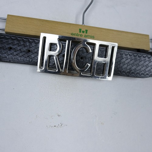 Cintura Uomo Richmond Nero Casual Logo Pelle Verde Man Comodo - Foto 2 di 4