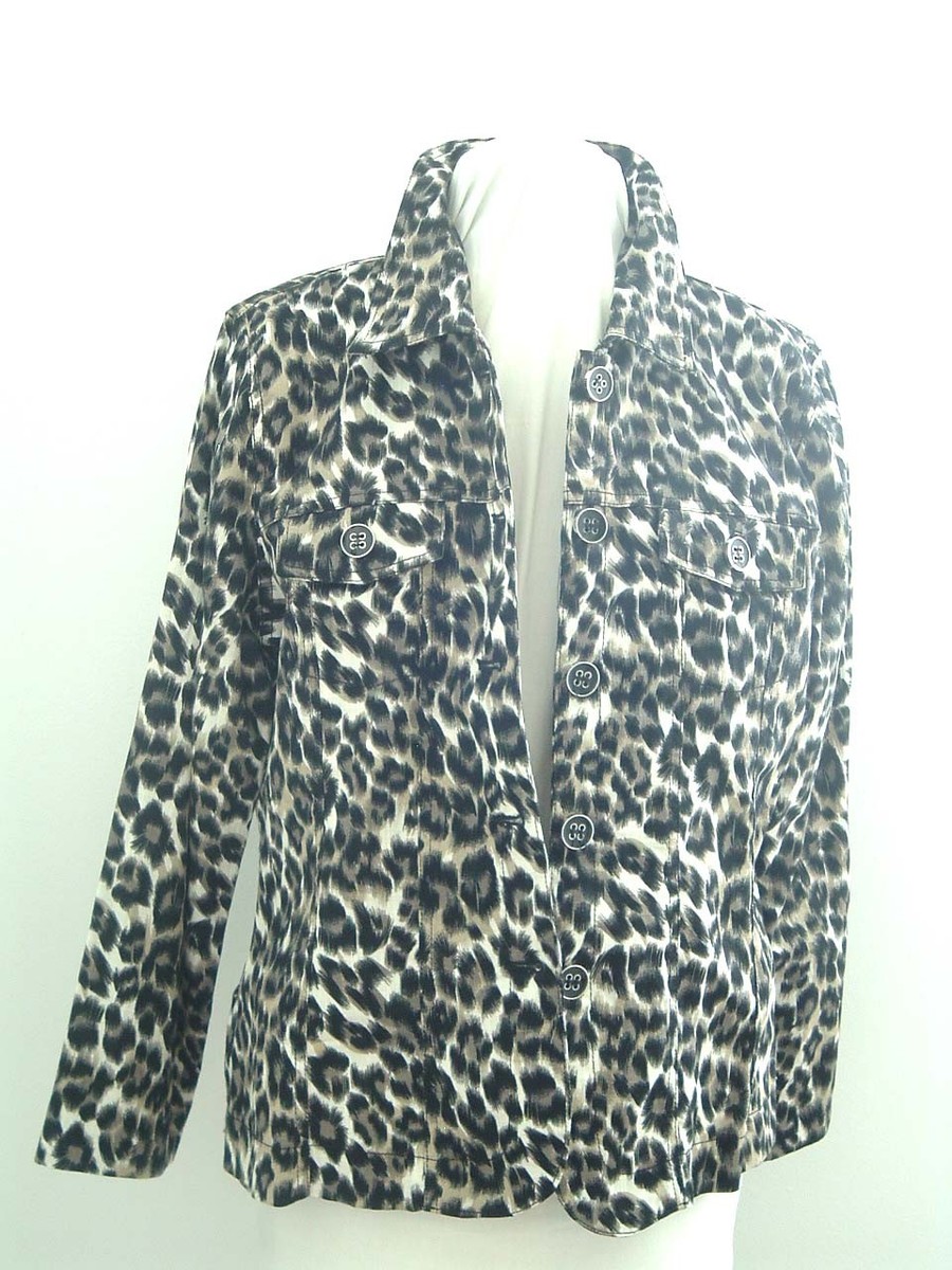 NEW LADIES ANIMAL PRINT 100% COTTON JACKET / BLAZER SZ L. | eBay