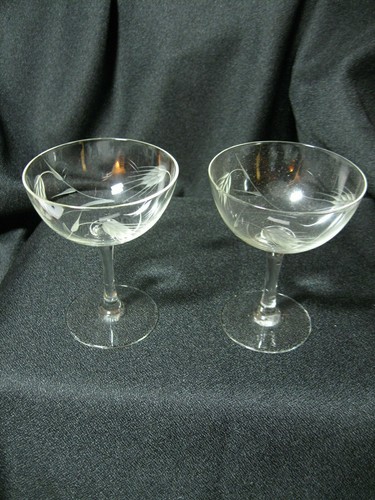 Craftsman Etched Cut Crystal Low sherbet glass (es) 3-1/8" MORE in store !! - Picture 5 of 9