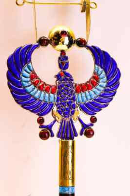 Marvelous Horus Sistrum - Egyptian Sistrum - Winged Horus - Gemstone sistrum