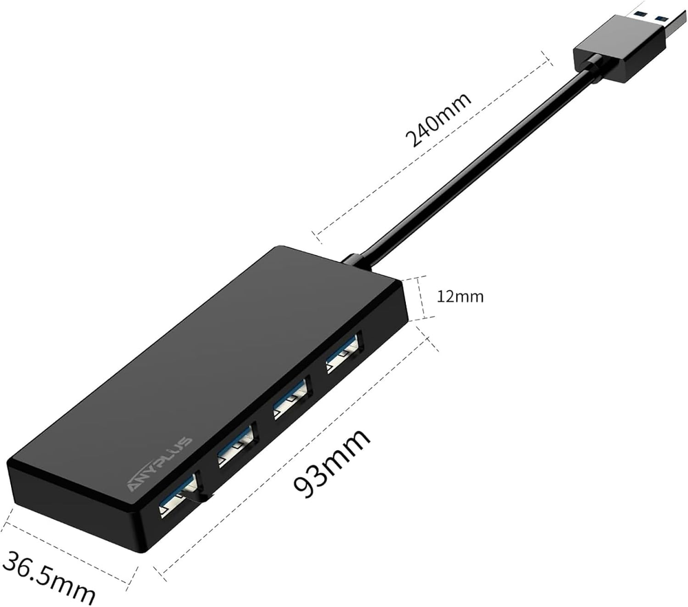 4-Port USB 3.0 Hub - Compact Multi-Port Expander for Laptop & PC