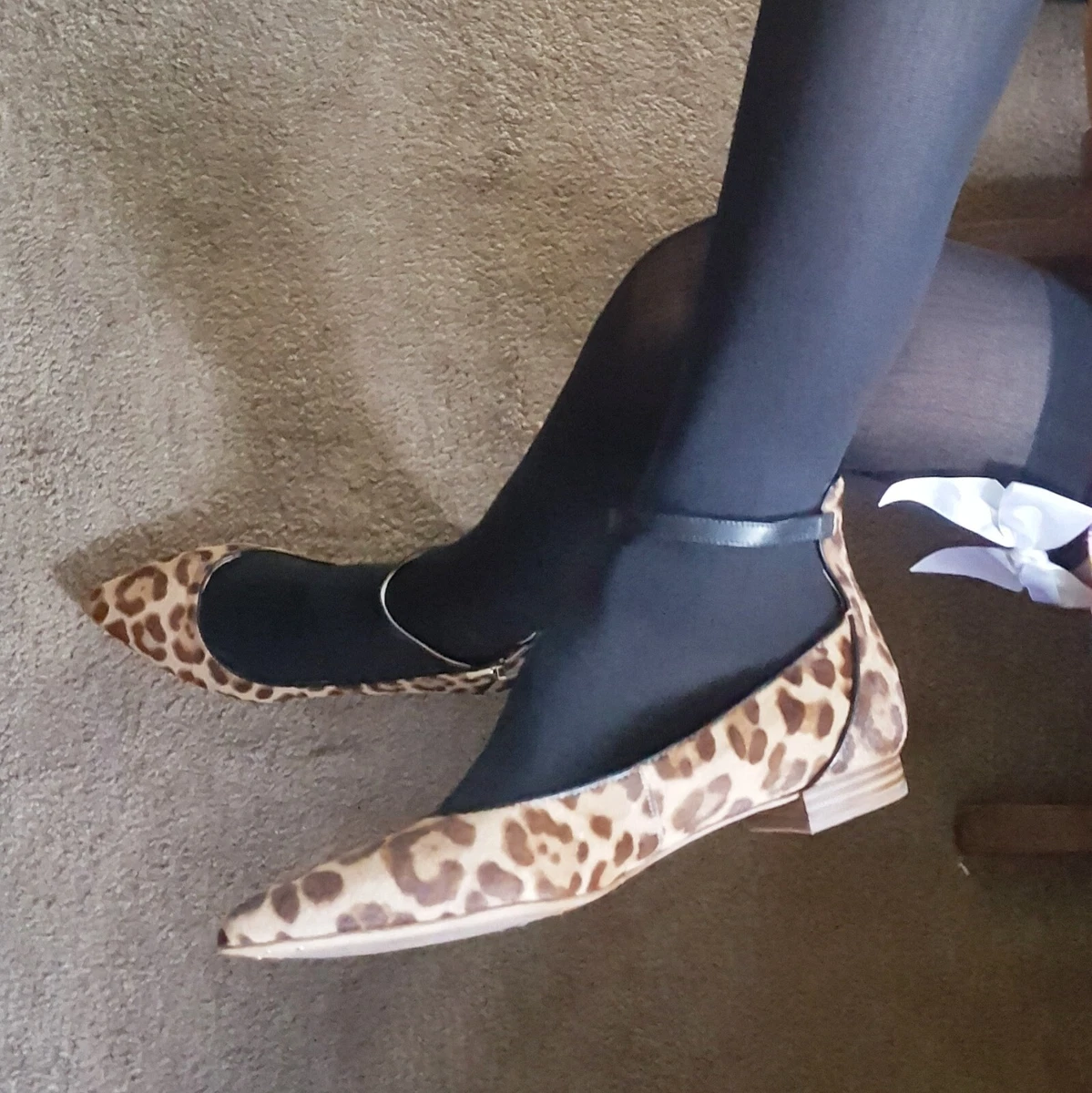 Louise et cie leopard print ankle shop strap flat