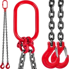 Lifting Chain Sling 3/8"x 5' Double Leg w/ Grab Hook 4T/8800lb Capacity G80