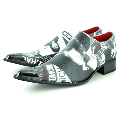 Herren Retro Michael Jackson Druck Slipper Vintage Schuhe Leder gefüttert UK Größe 7-12