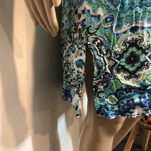 Blue Illusion Floral Blue Sequin Relaxed Dress Size L - Picture 3 of 6