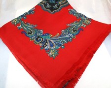 Lovely Large Challis Scarf / Wrap with Fringe Edges by Berkshire Made in Italy