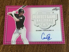 CASEY SAUCKE 2020 LEAF PERFECT GAME PINK METAL AUTOGRAPH #1/5 Virginia WHITE SOX