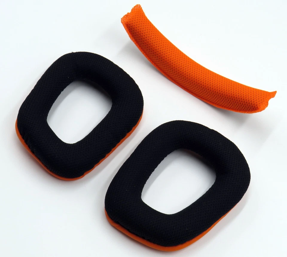 Polster-Set schwarz/orange für Logitech Headset G231, G430, G432, G930, G230 - Bild 3 von 4