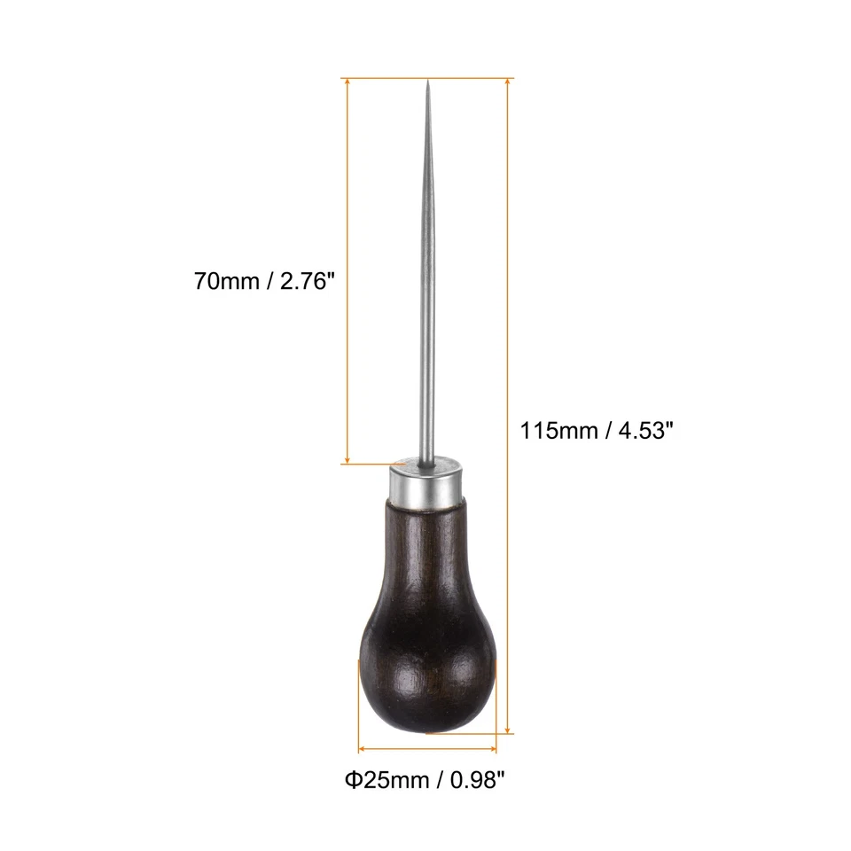 Handwork Sewing Awl Single Gourd Punch Hole Tool with Wooden Handle, Dark Brown Foto 2 de 4