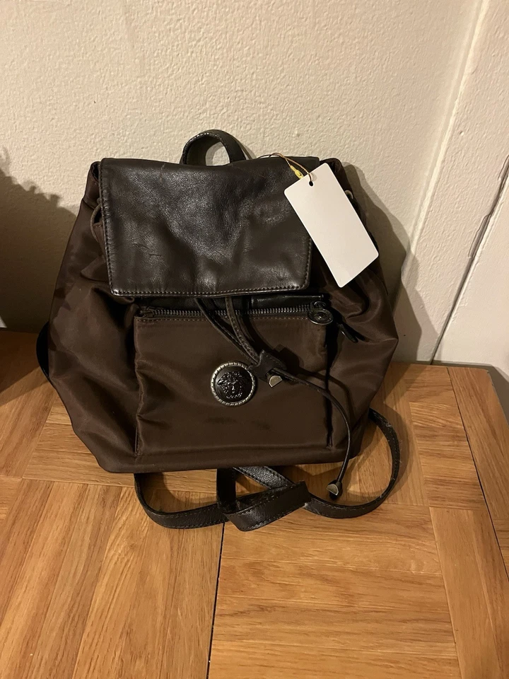 Versace La Medusa Mini Backpack Nylon Black and brownAuthentic - Image 2 of 4