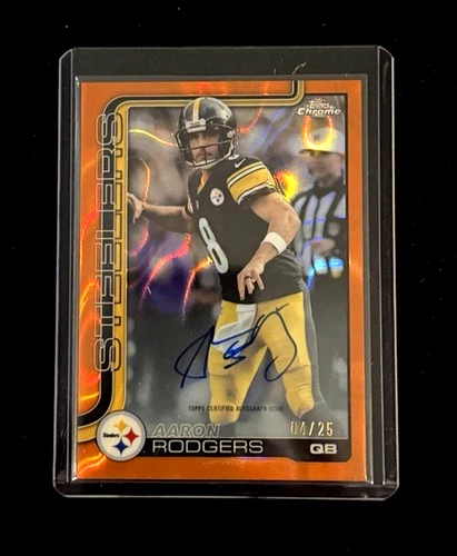 2025 Topps Chrome Aaron Rodgers Orange Lava Refractor (RAW)
