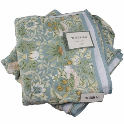 Morris & Co Strawberry Thief Bird Bath Towels 2 Pc Bathroom Set