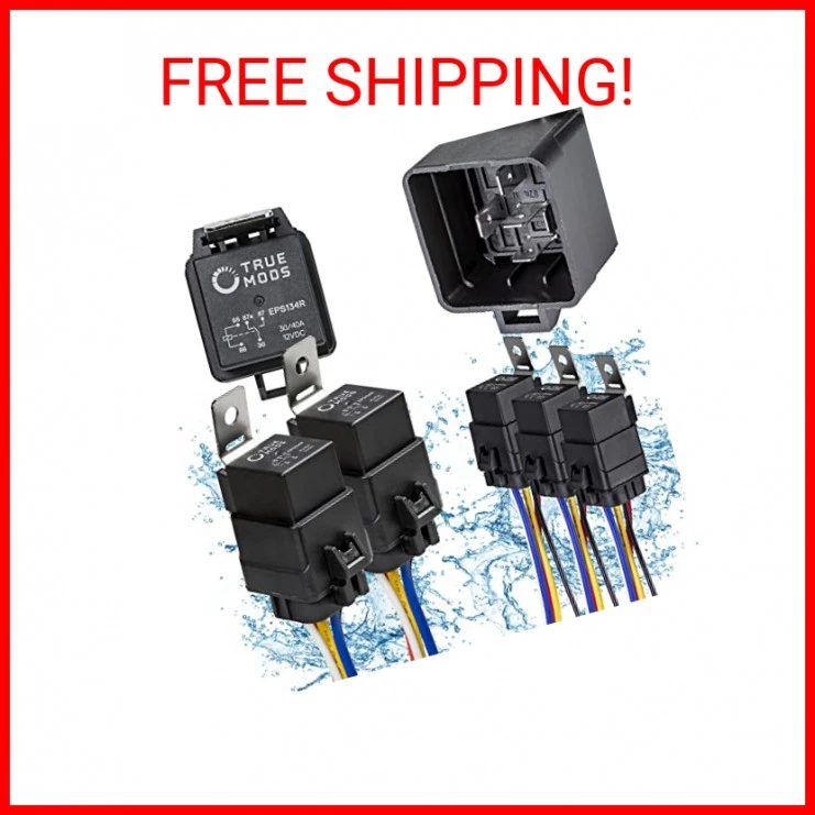 True MODS 5 Pack 5-Pin 12V Bosch Style Waterproof Relay Kit [Harness Socket] [12 - Image 2 of 2