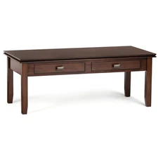 SIMPLIHOME Artisan Coffee Table - 46 inch Wide Solid Wood Transitional Cockta...