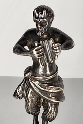 Antique 800 Hanau German Silver Figurines Satry Goat-Man Flute & Guitarist 2pcs - Picture 2 of 16