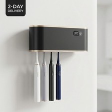 UV Toothbrush Sanitizer Holder for 4 Wall Mounted Black